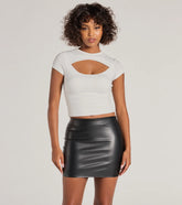 Sultry Sleek Faux Leather Bodycon Mini Skirt