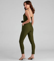 One Hit Wonder Surplice Tie Jumpsuit