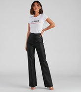 Stylish Ambition Coated Wide-Leg Pants