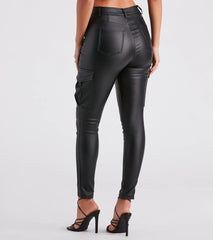 Casually Elevated Faux Leather Cargo Pants