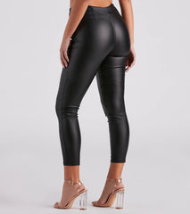 Top Spot Coated Faux Leather Skinny Pants