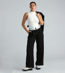 Cool-Girl Confidence Contrast Waist Trouser Pants