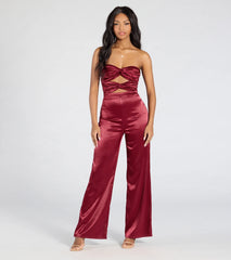 Late Nights Cutout Satin Wide-Leg Jumpsuit
