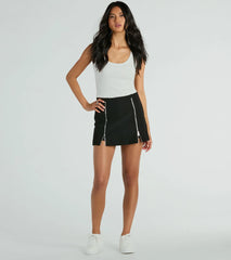 Bringing The Vibe Zipper Ponte Mini Skort