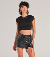 Sultry Edge Lace-Up Faux Leather Skort