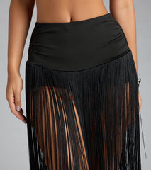 Trendy Moves Long Fringe Skirt