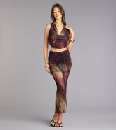 Night Out Muse Abstract Print Mesh Maxi Skirt