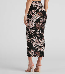 Island Flower High Slit Midi Skirt