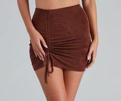 Cocktail Hour Ruched Slit Mini Skirt