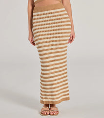 Seaside Cutie Striped Slit Knit Midi Skirt