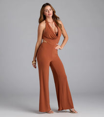 Sleek Silhouette Halter Cutout Jumpsuit