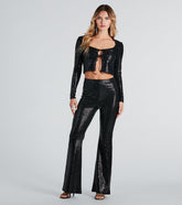 All In Sequin High Rise Flare Pants