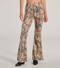 Slither In Style High Rise Snake Print Flare Pants