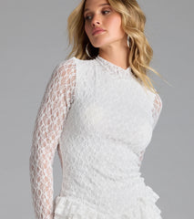 Playful Style Open Back Ruffle Lace Romper