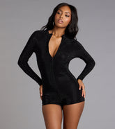 Sultry Sparkle Rhinestone Zip-Up Romper