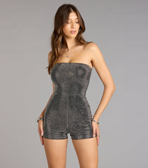 Popstar Diva Strapless Rhinestone Romper