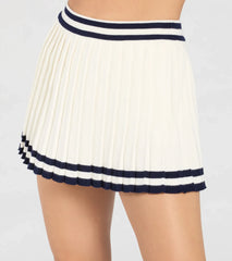 Preppy Demure Pleated Striped Knit Skort