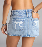Cutest View Bow Pocket Denim Mini Skirt