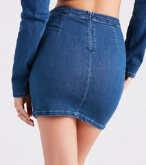 Ready, Set, Slay V-Waist Denim Mini Skirt