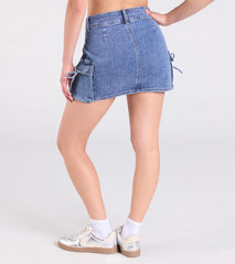 A Vibe Mid-Rise Cargo Denim Mini Skirt