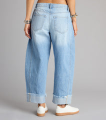 Whole Vibe Mid-Rise Barrel Denim Jeans