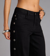 Ring It In Grommet Wide-Leg Denim Jeans