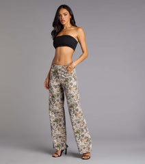 Off Duty Mid-Rise Camouflage Denim Jeans