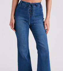 Bri High-Rise Lace-Up Flare Jeans By Windsor Denim