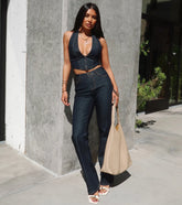 Elevated Chic High-Rise Straight Leg Denim Jeans