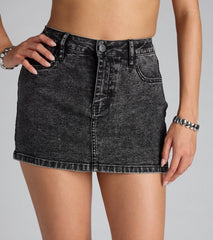 Keep It Cool Mid-Rise Acid-Wash Denim Skort