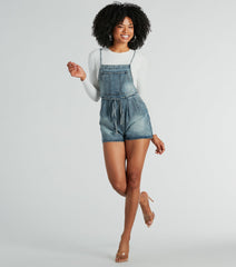 Sunny Mood Tie-Front Denim Shortalls