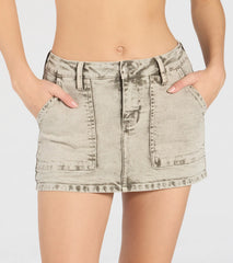 Hit The City Mid-Rise Acid Denim Skort
