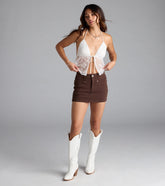 Going Somewhere Mid-Rise Denim Skort