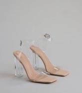 Clearly Chic Square Toe Block Heels