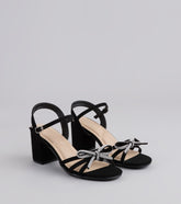 Glitter And Grace Rhinestone Bow Heels