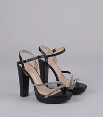 Dazzle Me Up Rhinestone Strappy Block Heels