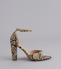 Walk It Like You Slay It Snake Print Heels