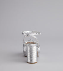 Shimmer Steps Metallic Block Heels