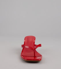 Sleek Obsessions Patent Thong Kitten Heels