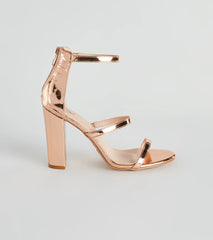 Futuristic Babe Metallic Strappy Block Heels