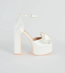Fashion Strut Satin Rose Platform Heels