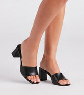 Step In Style Square Toe Block Heel Mules
