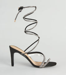 Oh-So-Dramatic Rhinestone Lace-Up Stiletto Heels