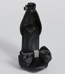 Statement Making Satin Bow Block Heel Pumps