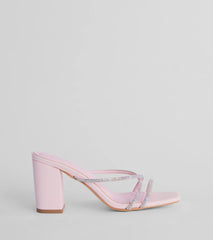 Touch Of Glam Rhinestone Strappy Block Heel Mules