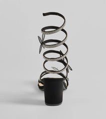 Flutter Fashion Rhinestone Butterfly Spiral Heels