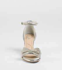 Endless Glam Rhinestone Bow Block Heels