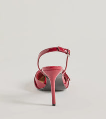 Sleek Buckle Strap Sling-Back Stiletto Pumps