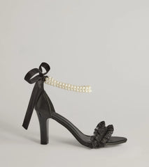 Chic Touch Pearl Strap Bow Stiletto Heels