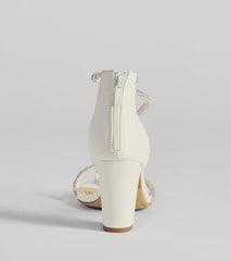 Love To Sparkle Rhinestone Strap Block Heels